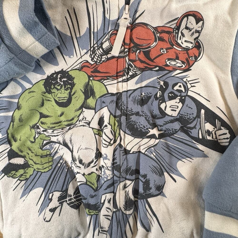 Marvel Comics Boys Size 5 Sherpa Lined Zip Hoodie Avengers Hulk Iron Man Thor